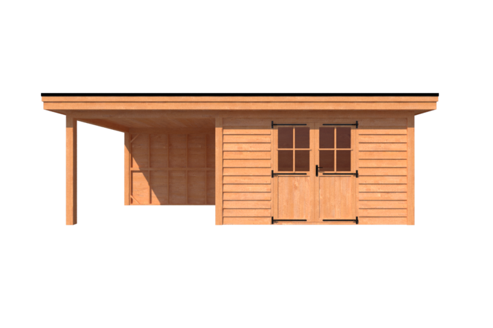 Tuinhuis met veranda plat dak 400 x 300 + 300cm Tuinhuis met veranda plat dak 400 x 300 + 300cm