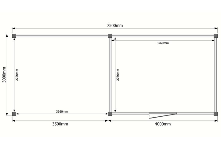Tuinhuis met veranda plat dak 400 x 300 + 350cm Tuinhuis met veranda plat dak 400 x 300 + 350cm