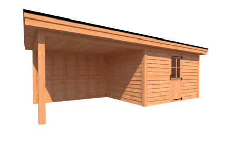 Tuinhuis met veranda plat dak 400 x 300 + 350cm