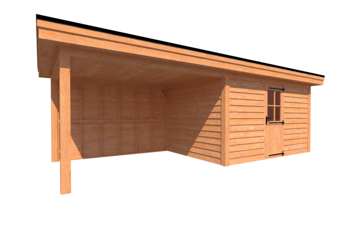Tuinhuis met veranda plat dak 400 x 300 + 350cm Tuinhuis met veranda plat dak 400 x 300 + 350cm