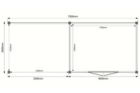 Tuinhuis met veranda plat dak 400 x 300 + 350cm Tuinhuis met veranda plat dak 400 x 300 + 350cm