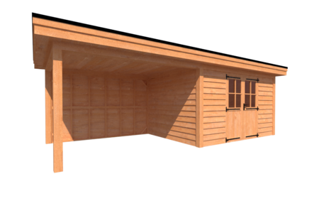 Tuinhuis met veranda plat dak 400 x 300 + 350cm