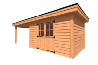 Tuinhuis met veranda plat dak 400 x 300 + 350cm Tuinhuis met veranda plat dak 400 x 300 + 350cm