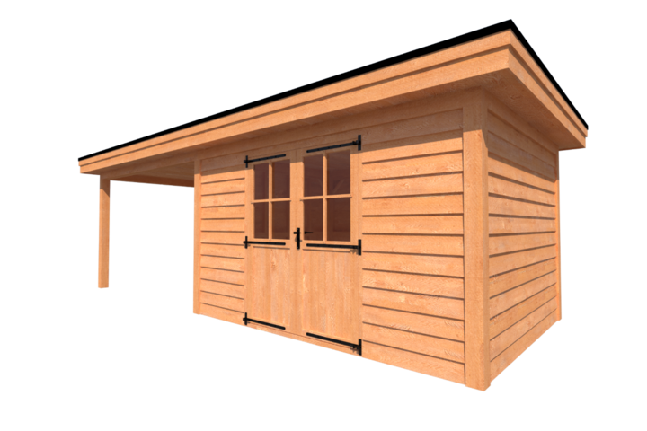 Tuinhuis met veranda plat dak 400 x 300 + 350cm Tuinhuis met veranda plat dak 400 x 300 + 350cm