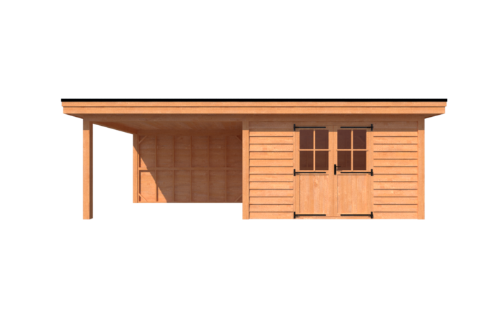 Tuinhuis met veranda plat dak 400 x 300 + 350cm Tuinhuis met veranda plat dak 400 x 300 + 350cm