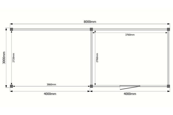 Tuinhuis met veranda plat dak 400 x 300 + 400cm Tuinhuis met veranda plat dak 400 x 300 + 400cm