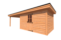 Tuinhuis met veranda plat dak 400 x 300 + 400cm Tuinhuis met veranda plat dak 400 x 300 + 400cm