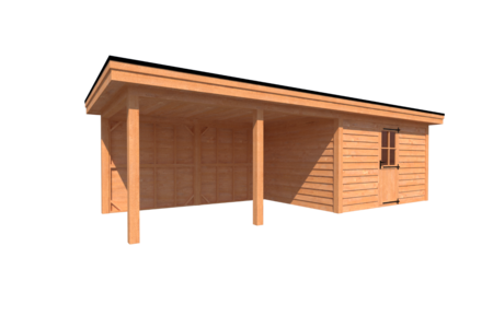 Tuinhuis met veranda plat dak 400 x 300 + 450cm