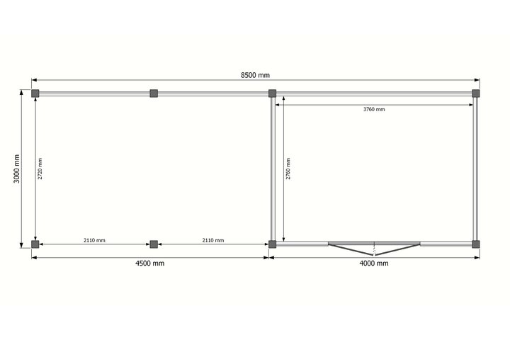 Tuinhuis met veranda plat dak 400 x 300 + 450cm Tuinhuis met veranda plat dak 400 x 300 + 450cm