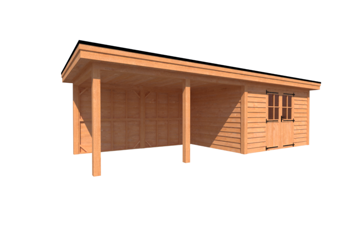 Tuinhuis met veranda plat dak 400 x 300 + 450cm Tuinhuis met veranda plat dak 400 x 300 + 450cm