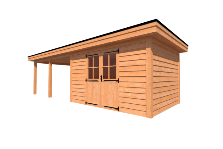 Tuinhuis met veranda plat dak 400 x 300 + 450cm Tuinhuis met veranda plat dak 400 x 300 + 450cm