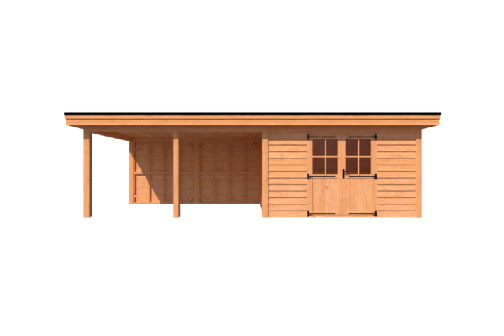 Tuinhuis met veranda plat dak 400 x 300 + 450cm Tuinhuis met veranda plat dak 400 x 300 + 450cm