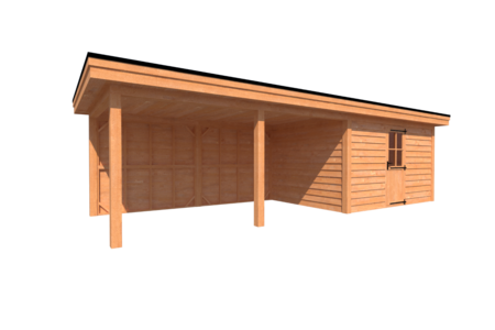 Tuinhuis met veranda plat dak 400 x 300 + 500cm Tuinhuis met veranda plat dak 400 x 300 + 500cm