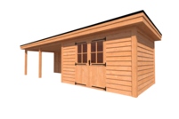 Tuinhuis met veranda plat dak 400 x 300 + 550cm Tuinhuis met veranda plat dak 400 x 300 + 550cm