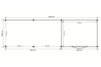 Tuinhuis met veranda plat dak 400 x 300 + 600cm Tuinhuis met veranda plat dak 400 x 300 + 600cm