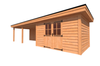 Tuinhuis met veranda plat dak 400 x 300 + 600cm Tuinhuis met veranda plat dak 400 x 300 + 600cm