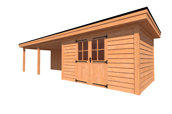 Tuinhuis met veranda plat dak 400 x 300 + 600cm Tuinhuis met veranda plat dak 400 x 300 + 600cm