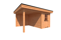 Tuinhuis met veranda plat dak 200 x 350 + 250cm Tuinhuis met veranda plat dak 200 x 350 + 250cm