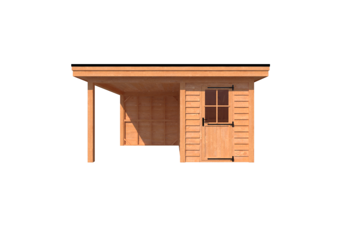 Tuinhuis met veranda plat dak 200 x 350 + 250cm Tuinhuis met veranda plat dak 200 x 350 + 250cm