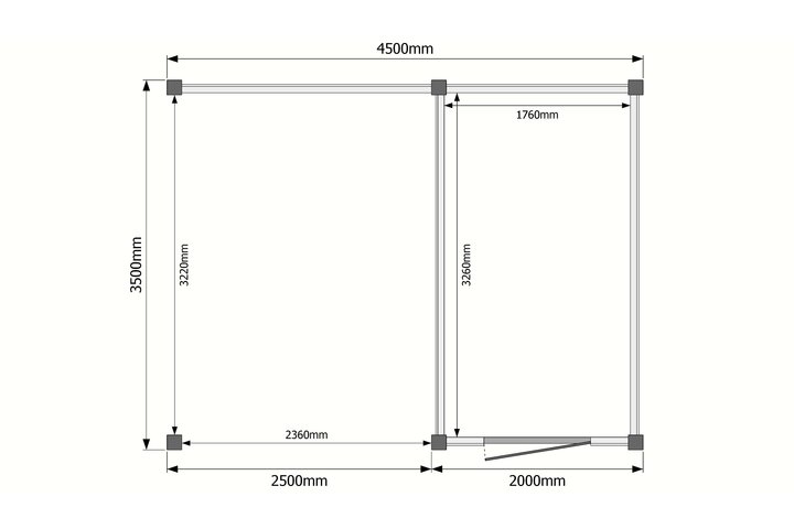 Tuinhuis met veranda plat dak 200 x 350 + 250cm Tuinhuis met veranda plat dak 200 x 350 + 250cm
