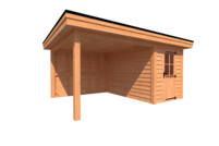 Tuinhuis met veranda plat dak 200 x 350 + 300cm Tuinhuis met veranda plat dak 200 x 350 + 300cm