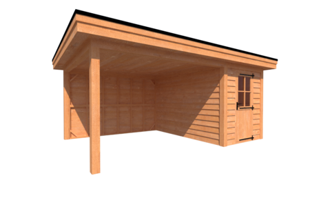 Tuinhuis met veranda plat dak 200 x 350 + 350cm Tuinhuis met veranda plat dak 200 x 350 + 350cm