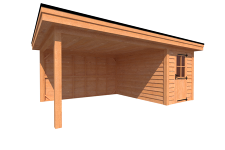 Tuinhuis met veranda plat dak 200 x 350 + 400cm Tuinhuis met veranda plat dak 200 x 350 + 400cm