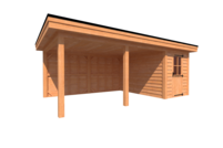 Tuinhuis met veranda plat dak 200 x 350 + 450cm