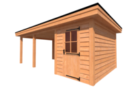 Tuinhuis met veranda plat dak 200 x 350 + 450cm