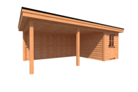 Tuinhuis met veranda plat dak 200 x 350 +500cm Tuinhuis met veranda plat dak 200 x 350 +500cm