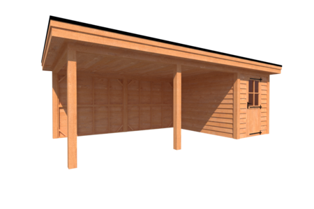 Tuinhuis met veranda plat dak 200 x 350 + 500cm Tuinhuis met veranda plat dak 200 x 350 + 500cm