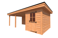Tuinhuis met veranda plat dak 200 x 350 +500cm Tuinhuis met veranda plat dak 200 x 350 +500cm