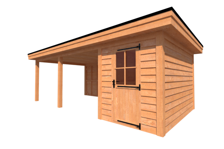 Tuinhuis met veranda plat dak 200 x 350 +500cm Tuinhuis met veranda plat dak 200 x 350 +500cm