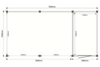 Tuinhuis met veranda plat dak 200 x 350 +500cm Tuinhuis met veranda plat dak 200 x 350 +500cm