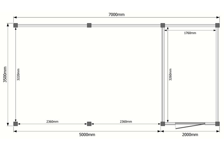 Tuinhuis met veranda plat dak 200 x 350 +500cm Tuinhuis met veranda plat dak 200 x 350 +500cm