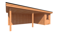 Tuinhuis met veranda plat dak 200 x 350 +550cm