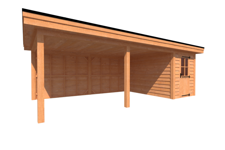 Tuinhuis met veranda plat dak 200 x 350 +550cm