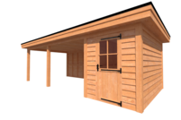 Tuinhuis met veranda plat dak 200 x 350 +550cm