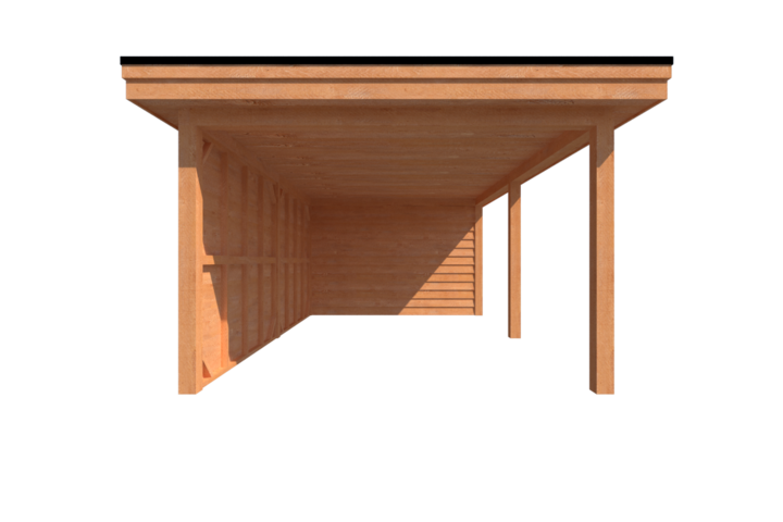 Tuinhuis met veranda plat dak 200 x 350 +550cm