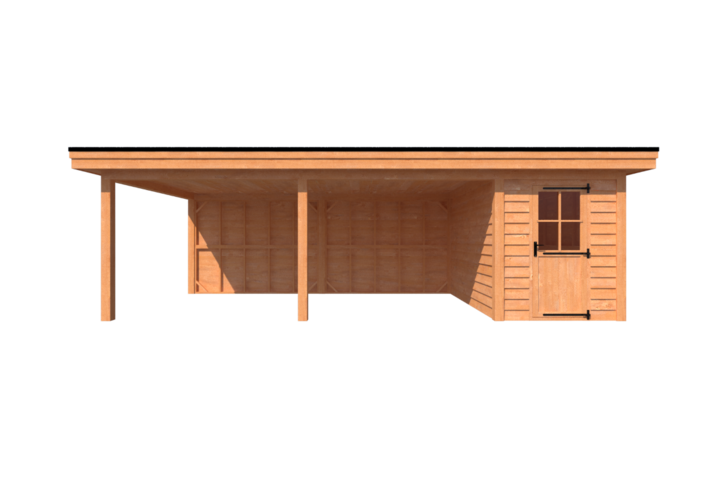 Tuinhuis met veranda plat dak 200 x 350 +600cm Tuinhuis met veranda plat dak 200 x 350 +600cm