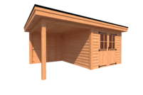 Tuinhuis met veranda plat dak 300 x 350 + 250cm