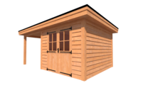 Tuinhuis met veranda plat dak 300 x 350 + 250cm