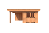 Tuinhuis met veranda plat dak 300 x 350 + 250cm