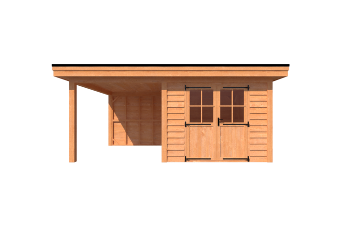 Tuinhuis met veranda plat dak 300 x 350 + 250cm