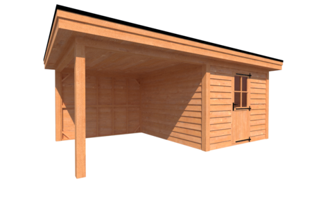 Tuinhuis met veranda plat dak 300 x 350 + 300cm Tuinhuis met veranda plat dak 300 x 350 + 300cm