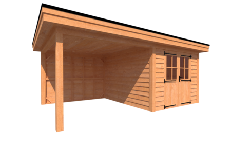 Tuinhuis met veranda plat dak 300 x 350 + 300cm Tuinhuis met veranda plat dak 300 x 350 + 300cm