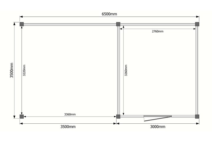 Tuinhuis met veranda plat dak 300 x 350 + 350cm Tuinhuis met veranda plat dak 300 x 350 + 350cm