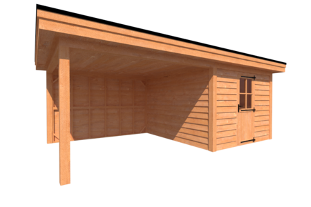 Tuinhuis met veranda plat dak 300 x 350 + 350cm