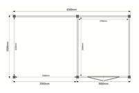 Tuinhuis met veranda plat dak 300 x 350 + 350cm