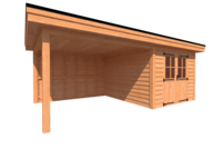 Tuinhuis met veranda plat dak 300 x 350 + 350cm